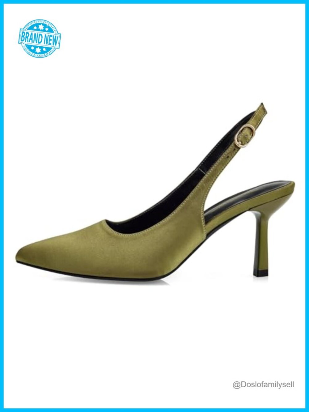 Kitten Heel Slingback Pumps Pointed Toe Buckle Strap Dressy Work Office